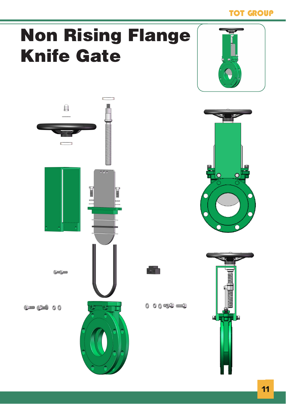 Non-Rising Flange Knife Gate technical catalog drawing