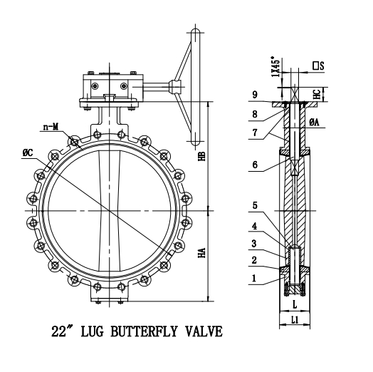 22 LUG BUTTERFLY VALVE