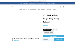 Beach Groomer - 2 Check Valve