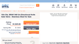 BRAY - 10in Dia. Knife Gate Valve