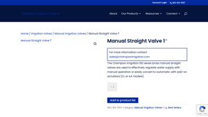 Champion Irrigation - Manual Straight Valve 1