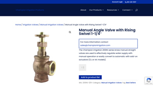 Champion Irrigation - Manual Angle Valve 1-1/4