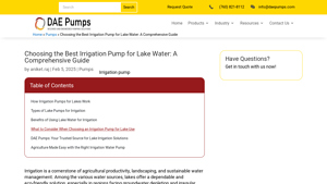 DAE Pumps - Irrigation Pumps for Lakes