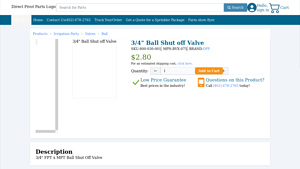 Direct Pivot Parts - 3/4 Ball Shut Off Valve