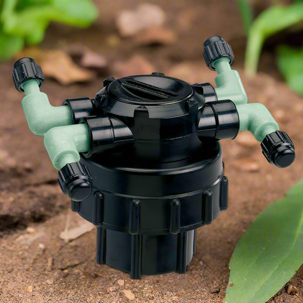 A stock image illustrating drip irrigation valve manifold concepts