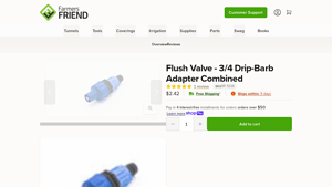 Farmers Friend - Flush Valve - 3/4 Drip-Barb Adapter Combined