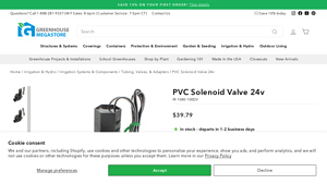 Greenhouse Megastore - PVC Solenoid Valve 24v