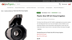 Grow Organic - Plastic Shut Off 3/4 Hose/Irrigation