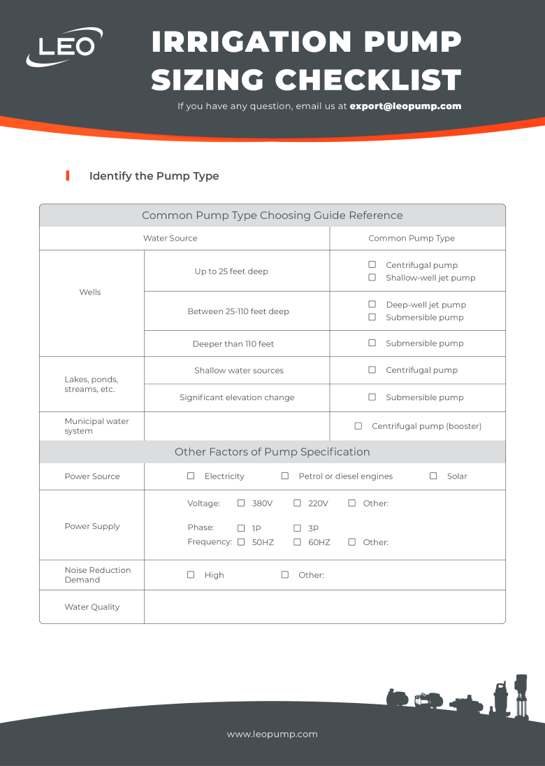 A stock image illustrating irrigation pump size calculator concepts