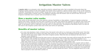 Irrigation Tutorials - Master Valve