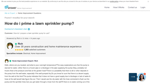 JustAnswer - Lawn Sprinkler Pump Priming Guide