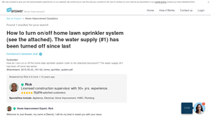 JustAnswer - Lawn Sprinkler System Guide