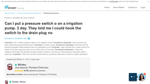 JustAnswer - Pressure Switches for Irrigation Pumps