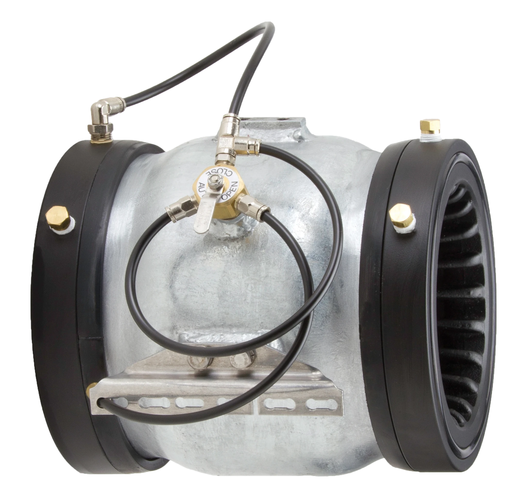 A stock image illustrating large steel irrigation main valve concepts