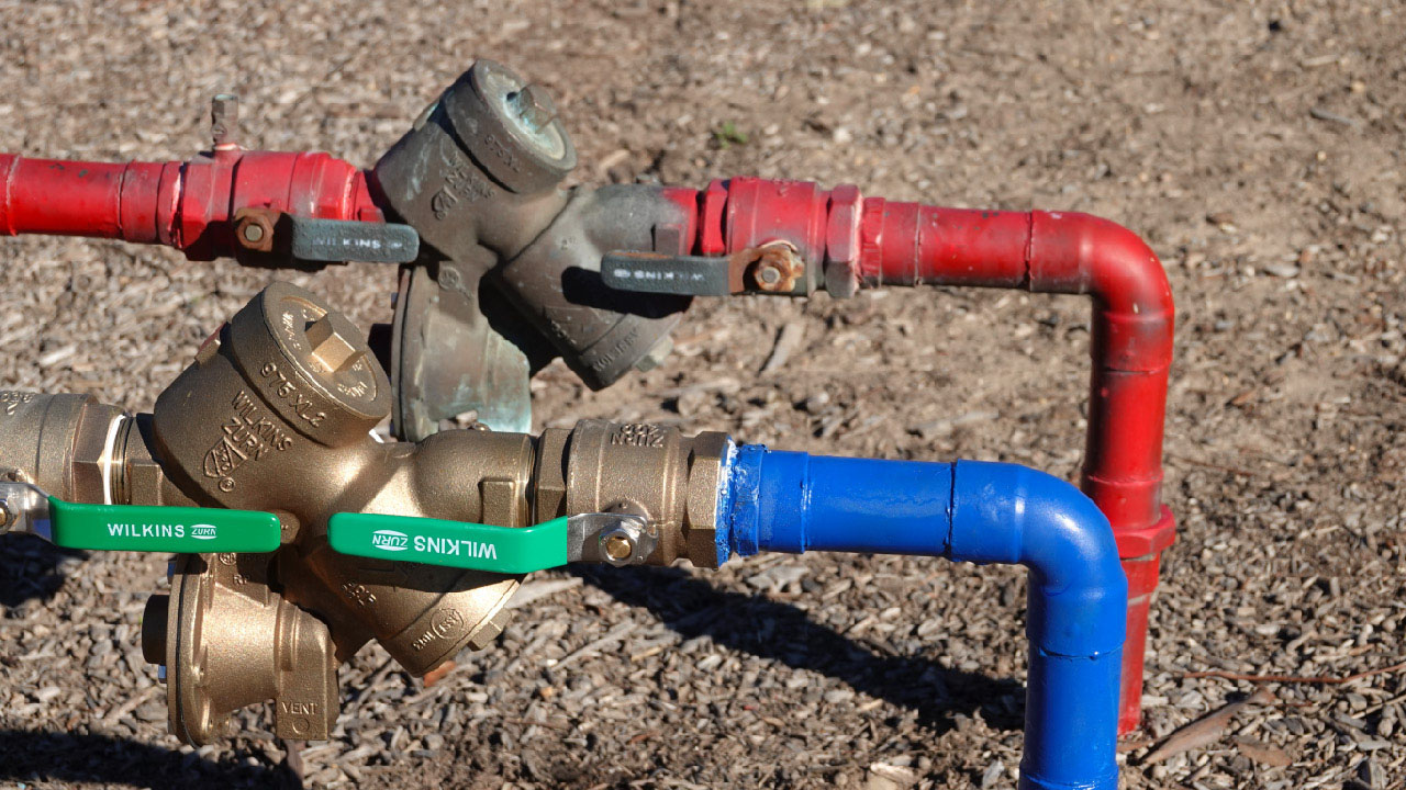 A stock image illustrating lawn irrigation backflow valve concepts