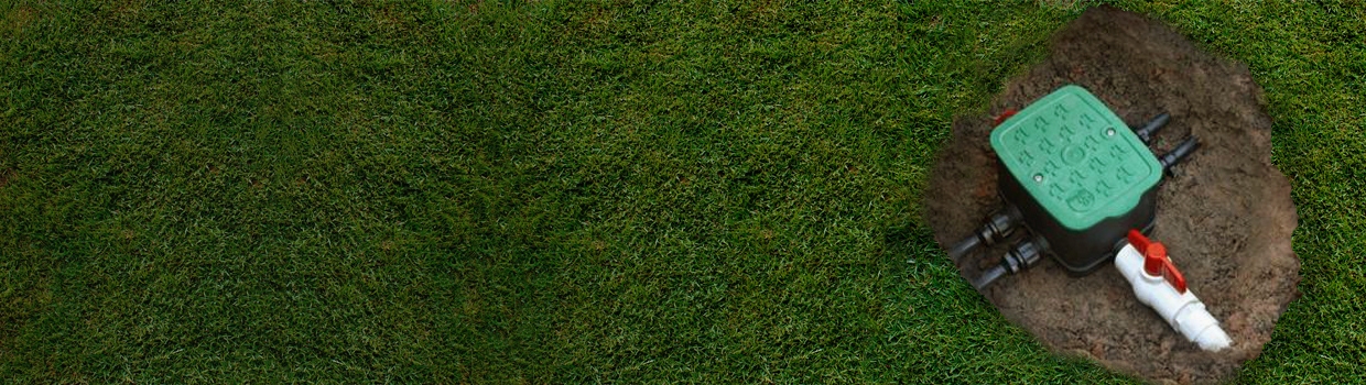 A stock image illustrating lawn irrigation valve boxes concepts