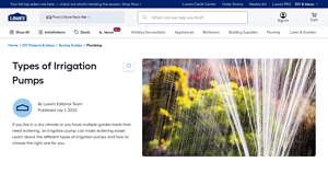 Lowe's - Types of Irrigation Pumps