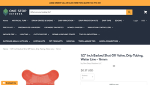 One Stop Outdoor - 1/2 Barbed Shut Off Valve