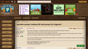 Permies - Sprinkler Pumps for Shallow Wells