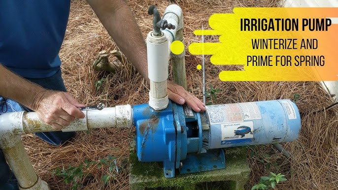 A stock image illustrating priming an irrigation pump concepts