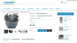 PumpBiz - 2 Suction Strainer SRHS-200-SM