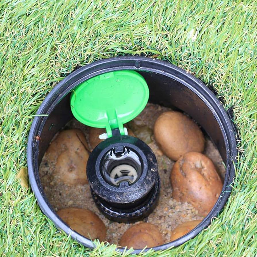 A stock image illustrating round irrigation valve box concepts