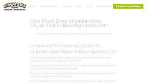 Simmons Landscape - Valve and Sprinkler Repair Costs