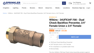 Zurn Industries - Dual Check Valve, Union FNPT x FNPT