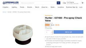 Hunter - 437400 Pro-Spray Check Valve