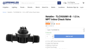Netafim - TLCV050M1-B Inline Check Valve