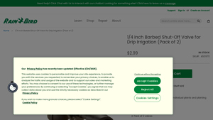 Rain Bird - 1/4 Inch Barbed Shut-Off Valve (Pack of 2)