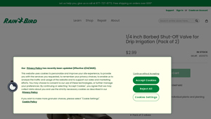 Rainbird - 1/4 inch Barbed Shut-Off Valve (Pack of 2)