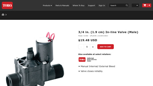 Toro - 3/4 In-Line Jar-Top Valve