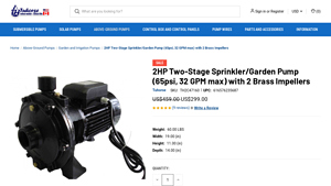 TUHorse - TH2C47-160 Two-Stage Sprinkler/Garden Pump