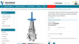 Valveman - 6 Orbinox Series 20 Knife Gate Valve